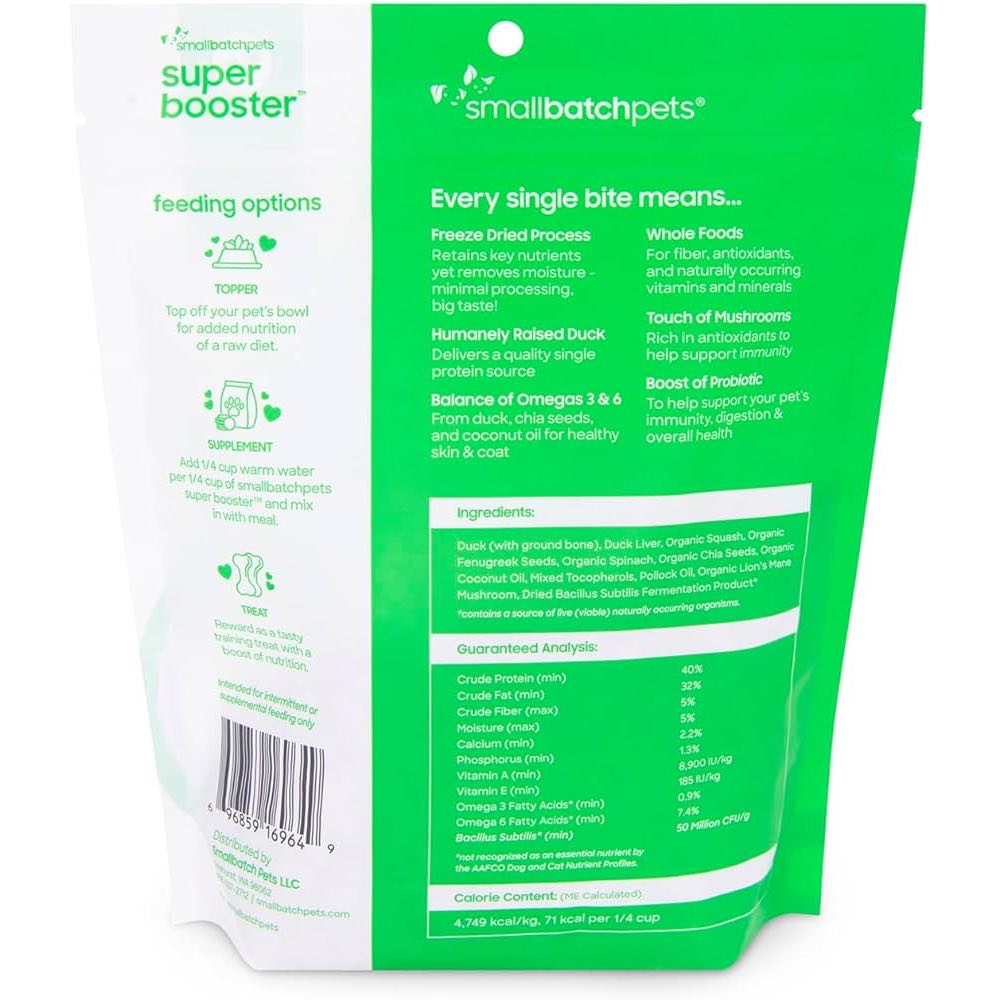 Smallbatch Super Booster Freeze Dried Duck Bites Cat & Dog Treats 7oz