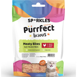 3 FOR $8.80: Sparkles Purrfectlicious Meaty Bites Soft Chicken Bites Cat Treats 50g