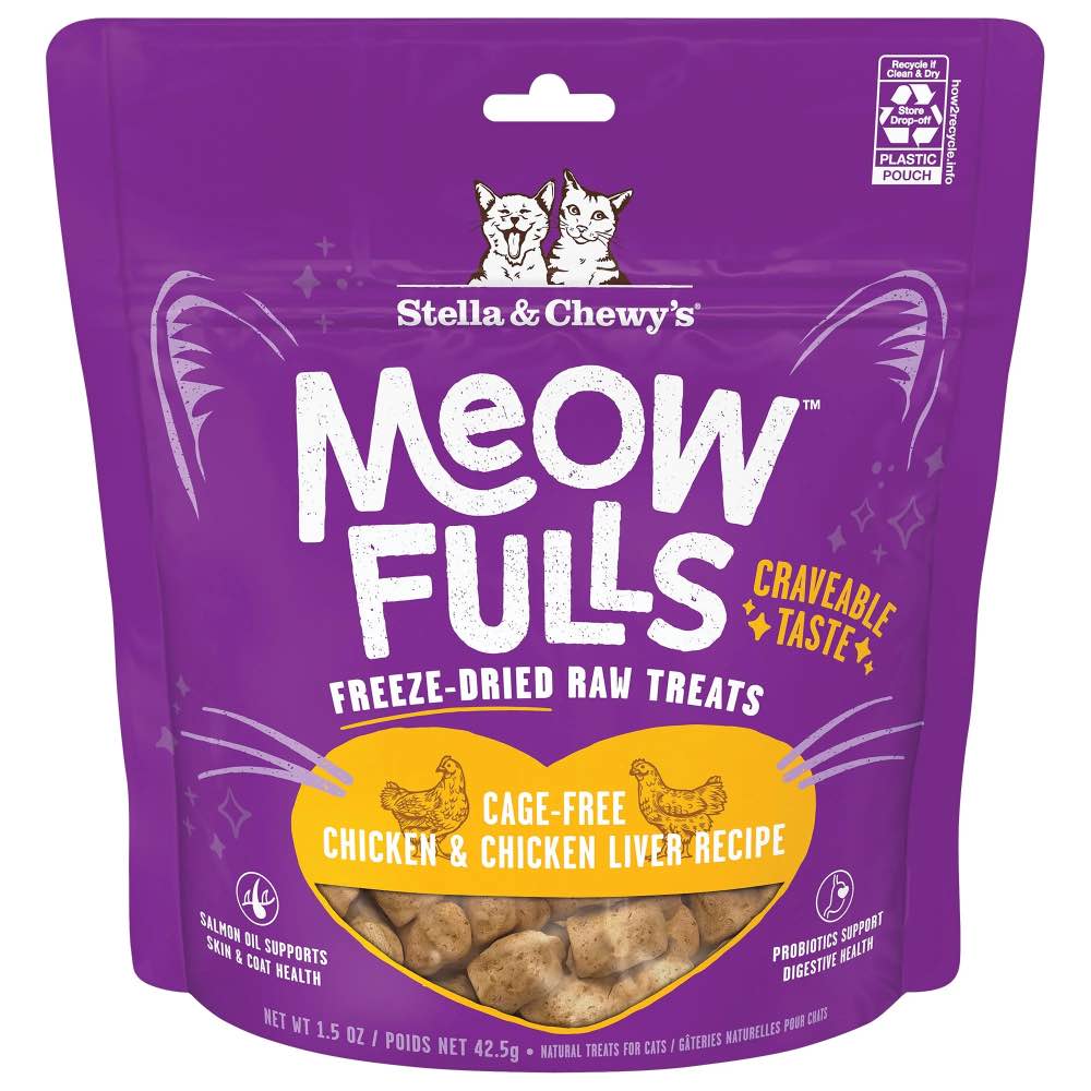 Stella & Chewy’s Meowfulls Chicken & Chicken Liver Recipe Freeze-Dried Cat Treats 1.5oz