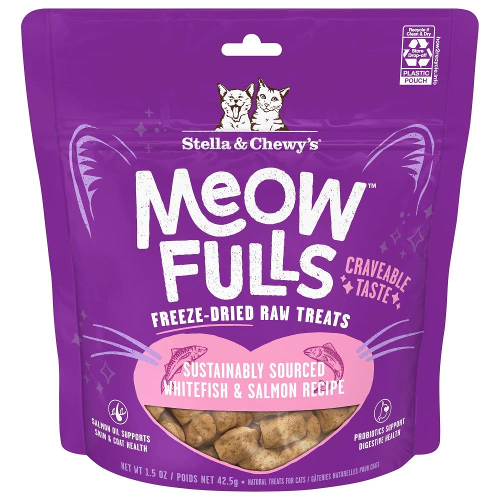 Stella & Chewy’s Meowfulls White Fish & Salmon Recipe Freeze-Dried Cat Treats 1.5oz