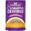 4 FOR $13.60: Stella & Chewy's Carnivore Cravings Morsels 'N' Gravy Chicken & Beef Grain-Free Pouch Cat Food 2.8oz