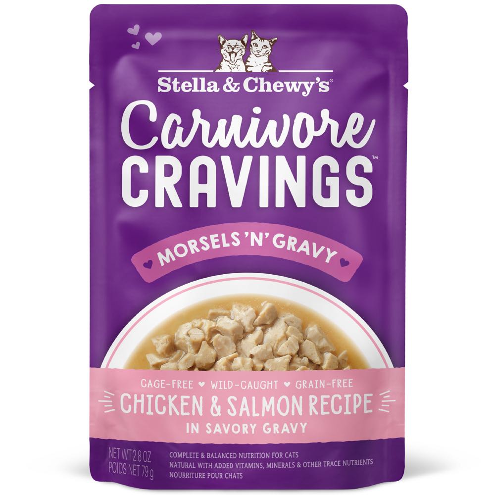 Stella & Chewy's Carnivore Cravings Morsels 'N' Gravy Chicken & Salmon Grain-Free Pouch Cat Food 2.8oz
