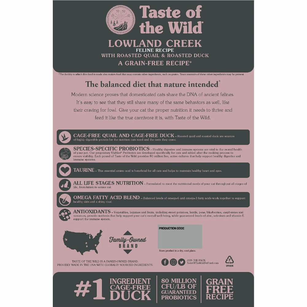 Taste Of The Wild Lowland Creek Roasted Quail & Roasted Duck Grain-Free Dry Cat Food