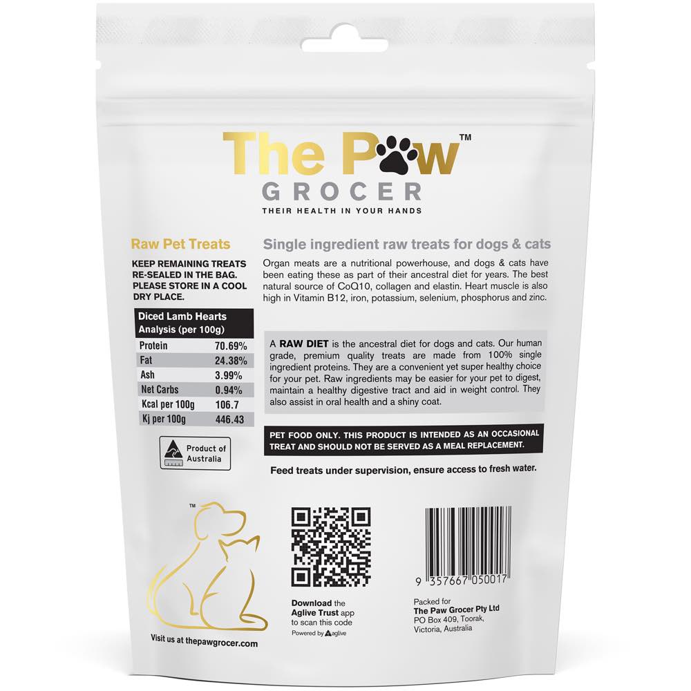 25% OFF: The Paw Grocer Lamb Hearts Freeze-Dried Treats For Cats & Dogs 90g