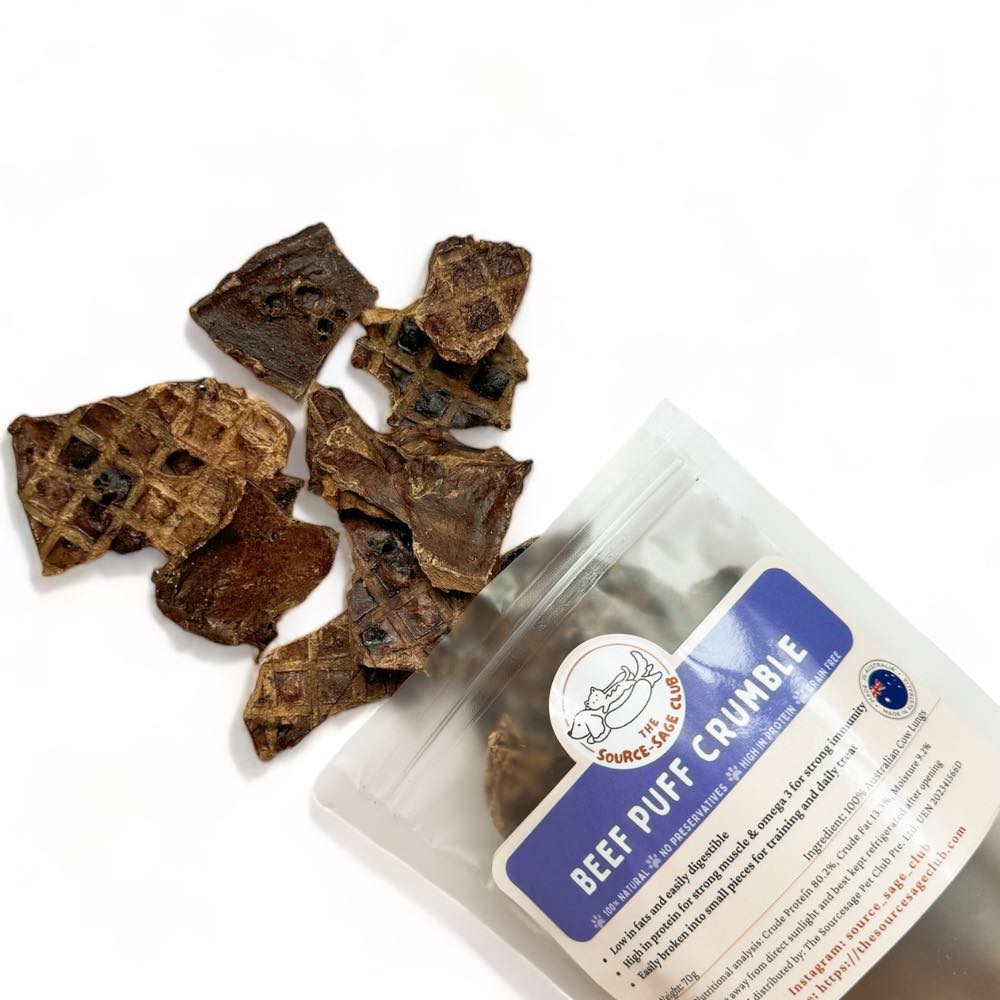 The Source-Sage Club Puff Beef Crumble Grain-Free Cat & Dog Treats 70g