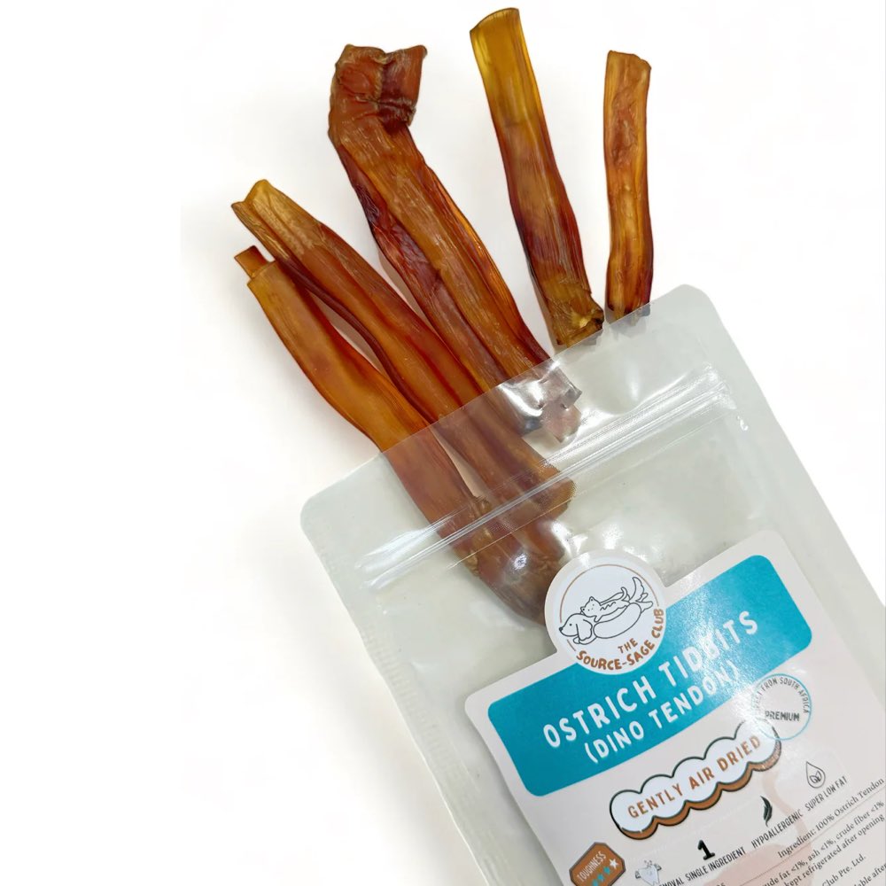 The Source-Sage Club Ostrich Tendon Tidbits Dog Chews 100g