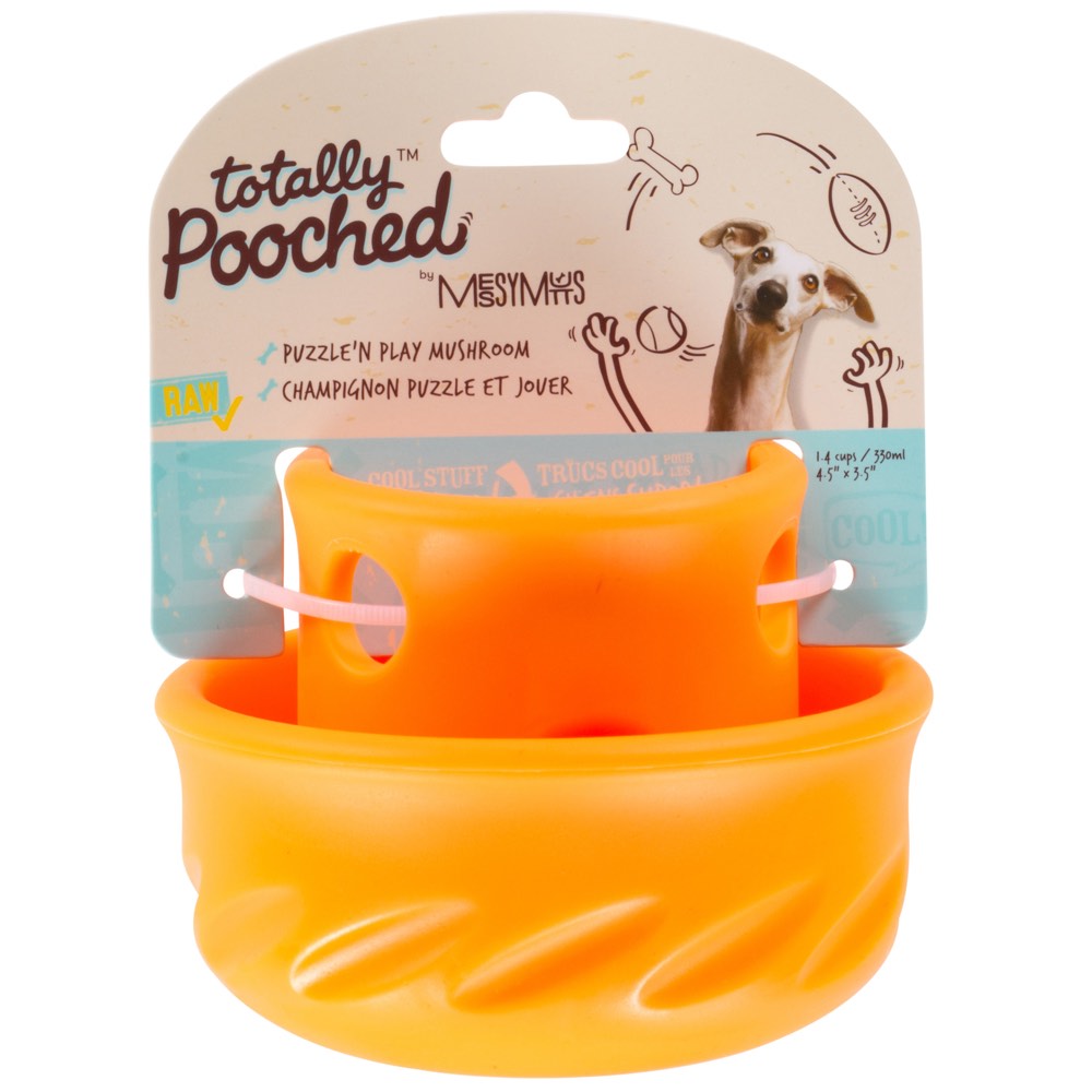 Totally Pooched Puzzle'n Play Mushroom Dog Toy (Orange)