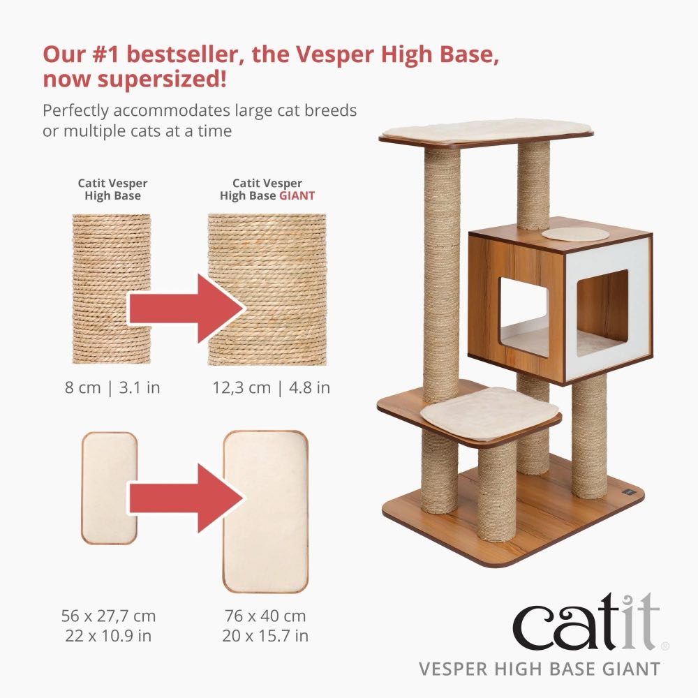 Catit Vesper V-High Base Giant In Walnut Cat Condo