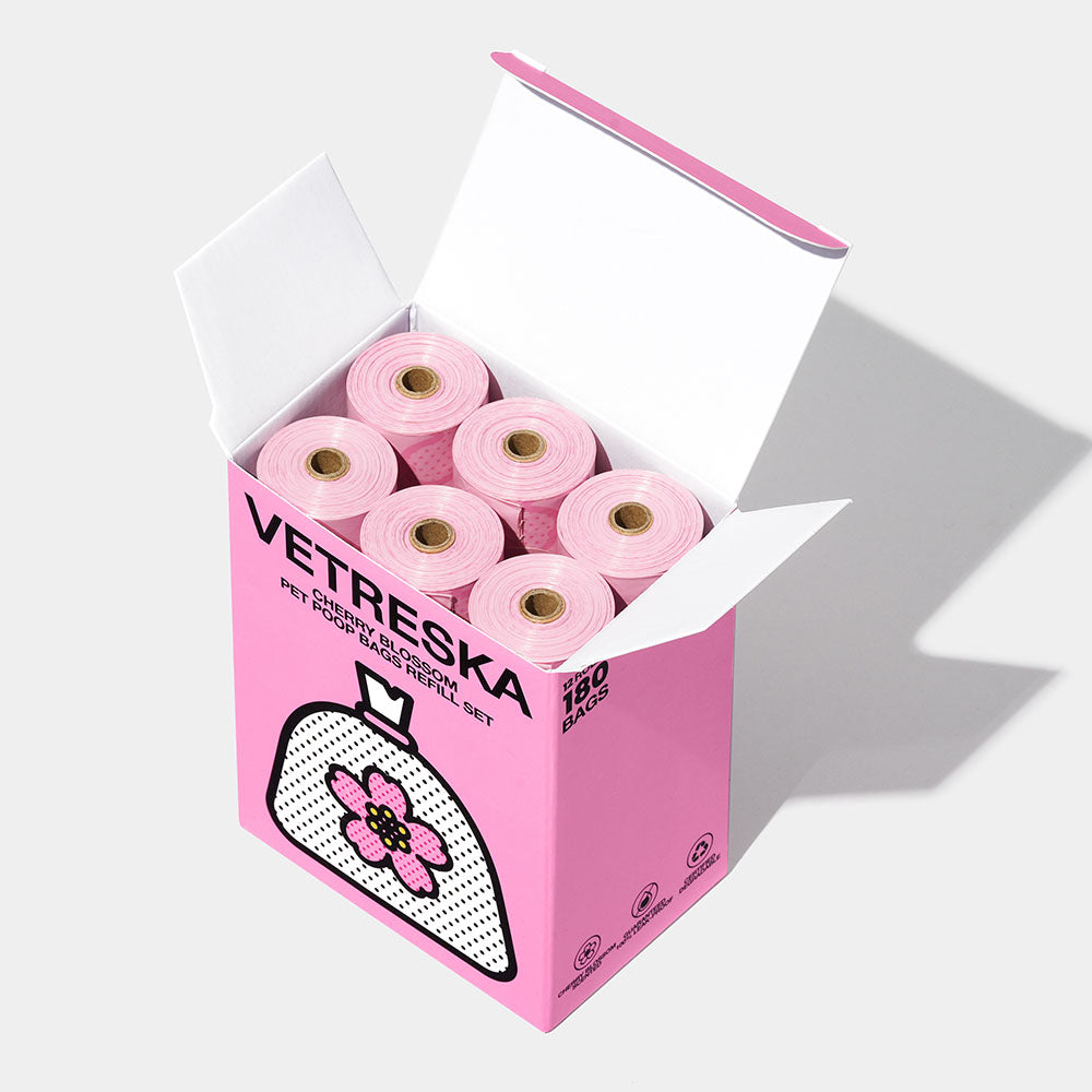 VETRESKA Cherry Blossom Scented Dog Poop Bags 180pc