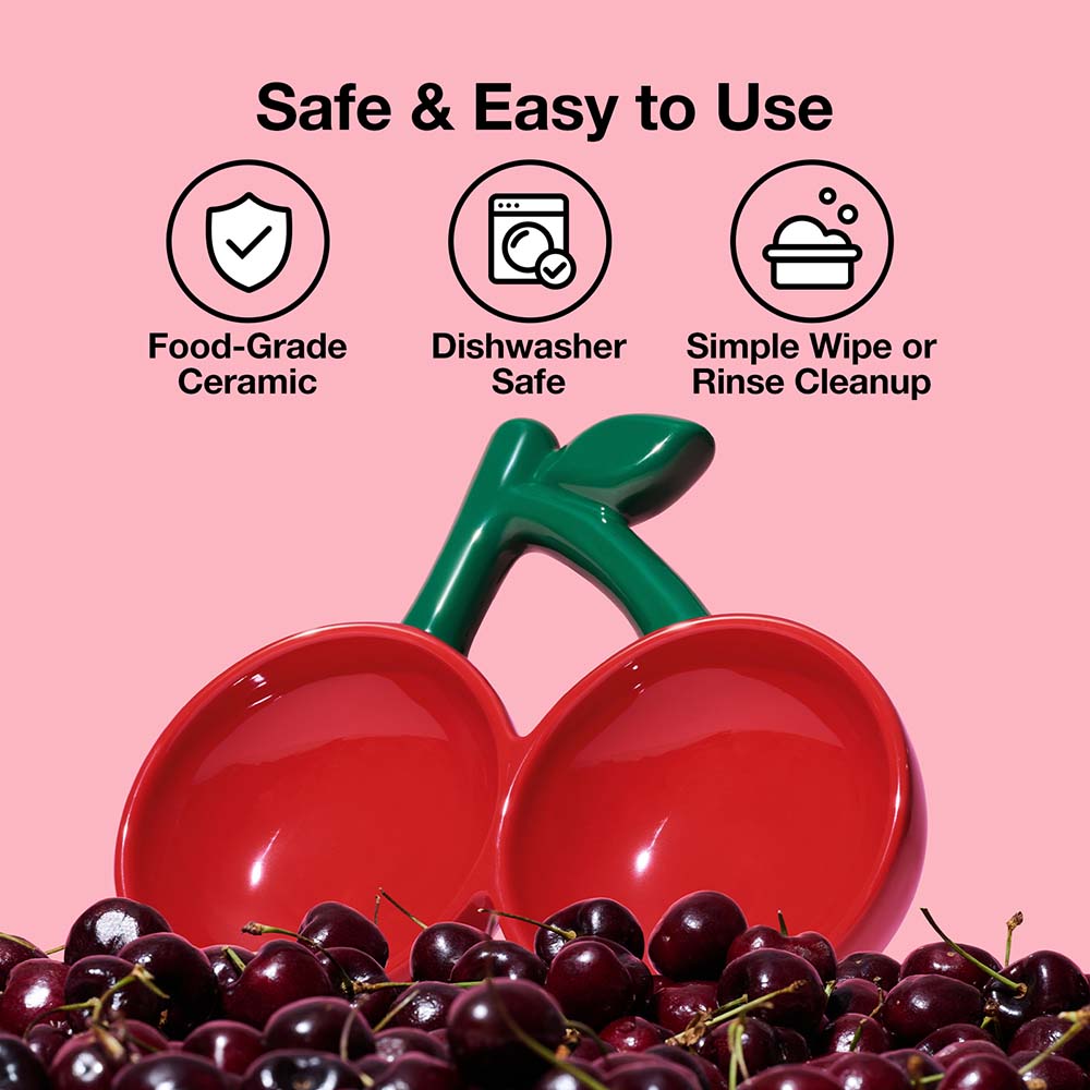 VETRESKA Cherry Ceramic Dual Bowl For Cats & Dogs - Kohepets