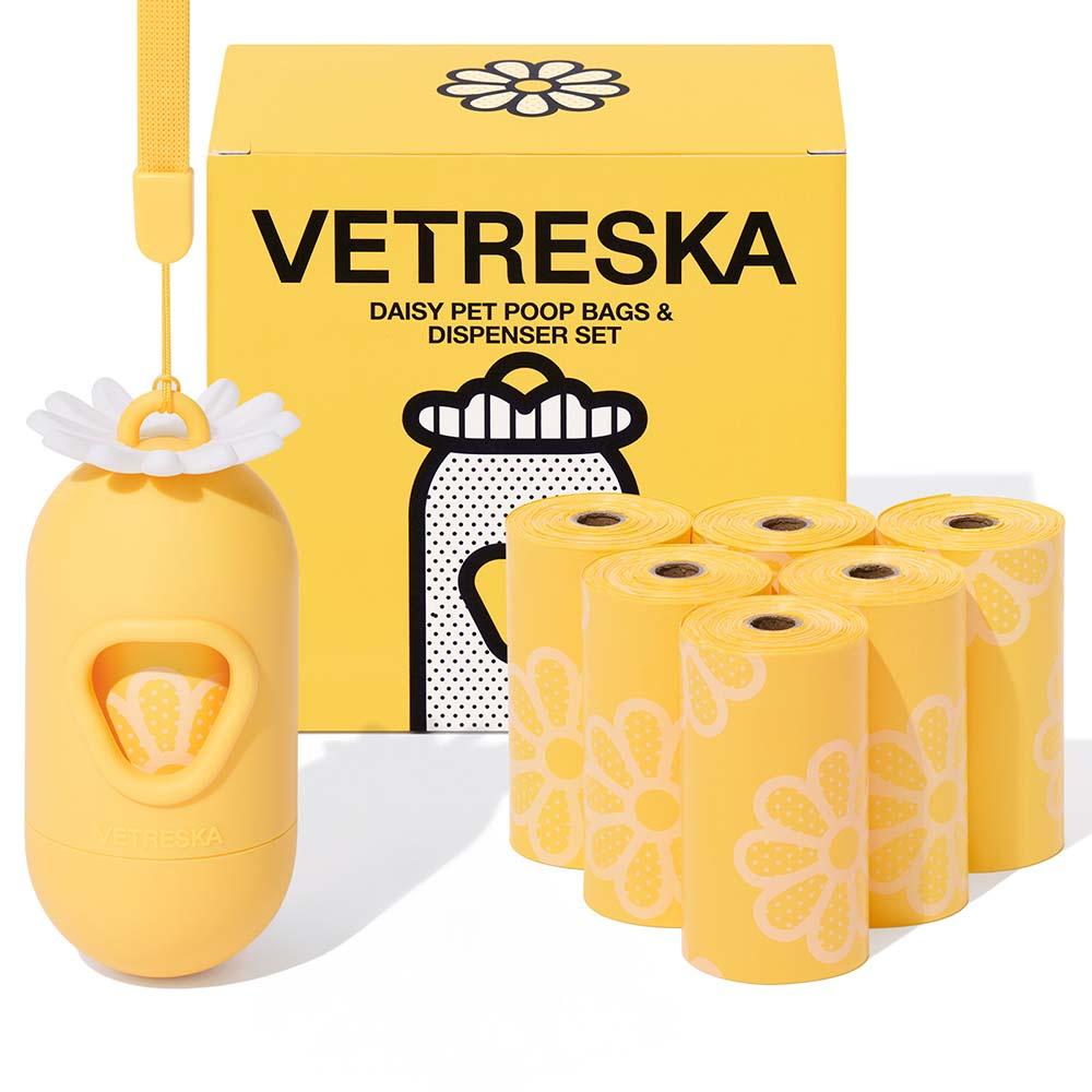 VETRESKA Daisy Dog Poop Bag Dispenser Set (7 Rolls)