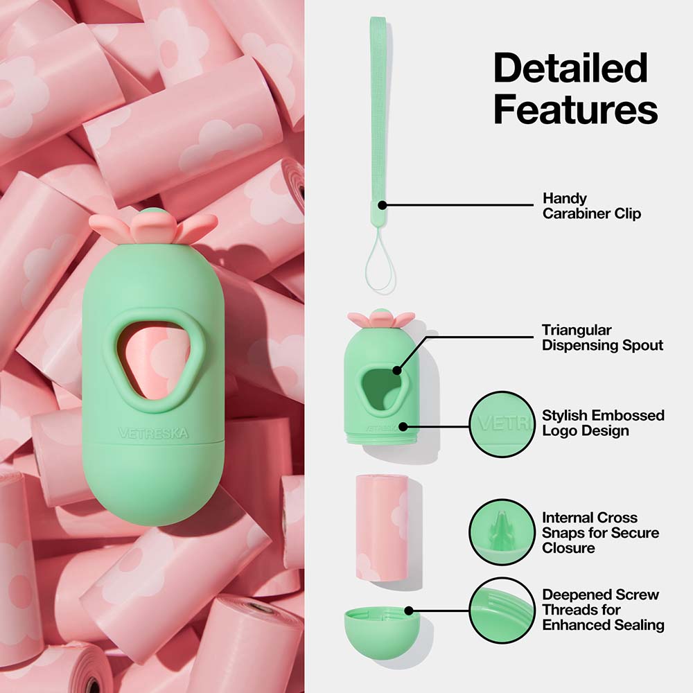 VETRESKA Flora Dog Poop Bag Dispenser Set (1 Roll)