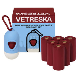 VETRESKA Mist & Merlot Dog Poop Bag Dispenser Set (7 Rolls)