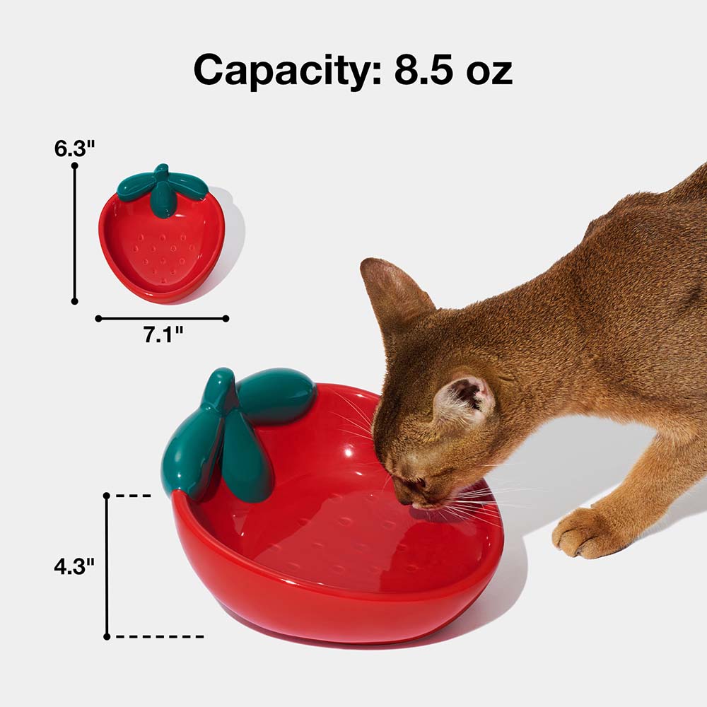 VETRESKA Strawberry Ceramic Bowl For Cats & Dogs - Kohepets