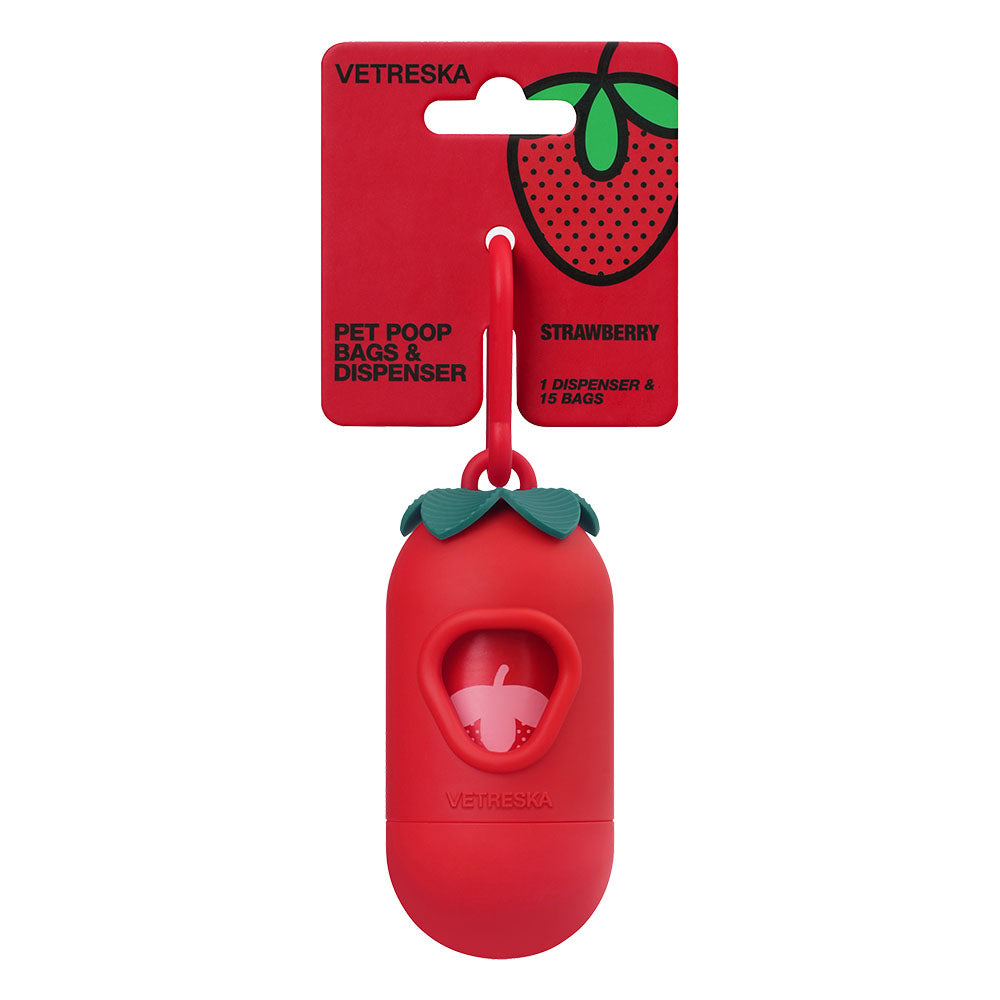 VETRESKA Strawberry Dog Poop Bag Dispenser Set (1 Roll)