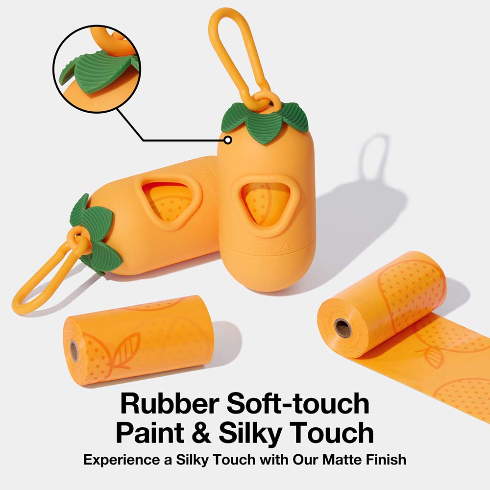 VETRESKA Tangerine Dog Poop Bag Dispenser Set (1 Roll)