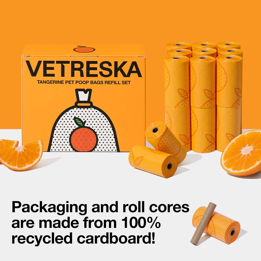 VETRESKA Tangerine Scented Dog Poop Bags 300pc - Kohepets