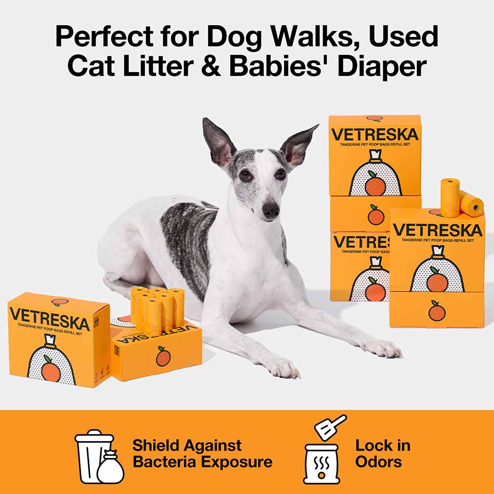 VETRESKA Tangerine Scented Dog Poop Bags 300pc - Kohepets