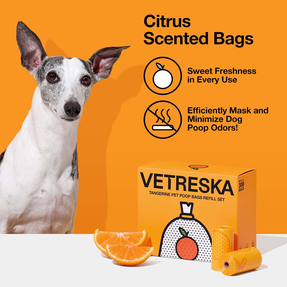 VETRESKA Tangerine Scented Dog Poop Bags 300pc - Kohepets