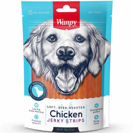3 FOR $10.50: Wanpy Oven-Roasted Chicken Jerky Strips Dog Treats 100g