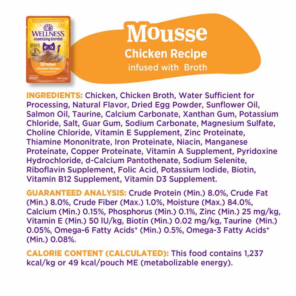 Wellness Appetizing Entrees Mousse Chicken Adult Pouch Cat Food 1.4oz