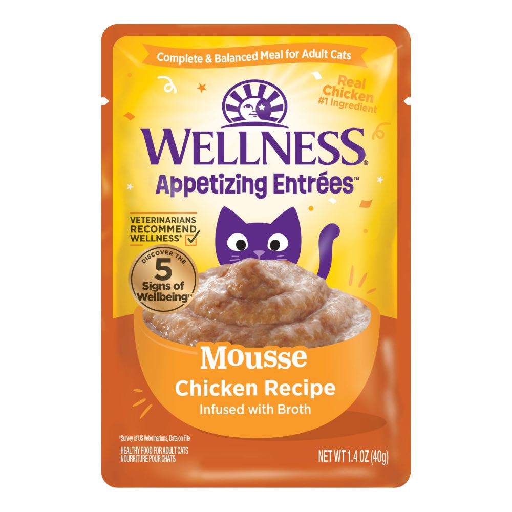 Wellness Appetizing Entrees Mousse Chicken Adult Pouch Cat Food 1.4oz