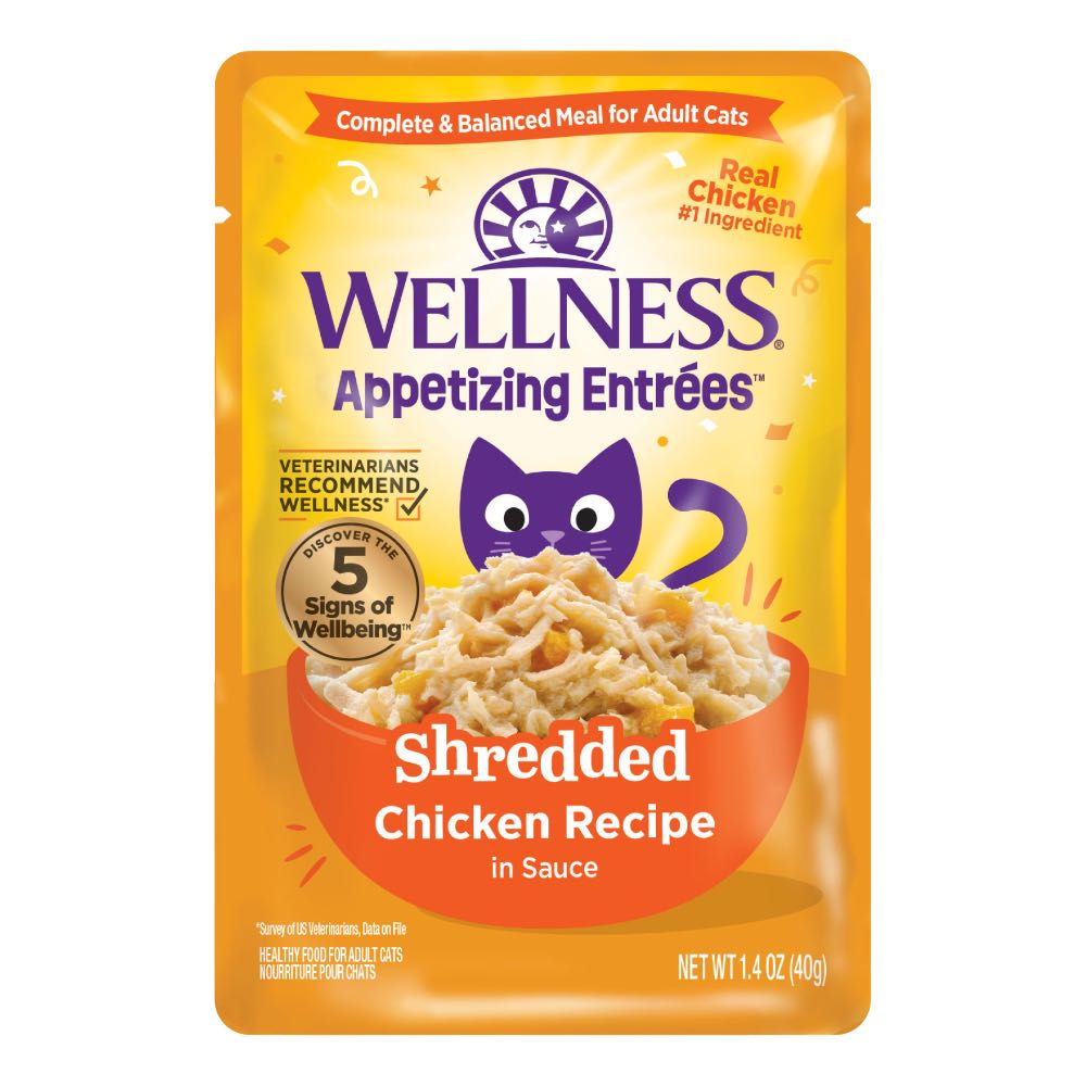 Wellness Appetizing Entrees Shredded Chicken Adult Pouch Cat Food 1.4oz