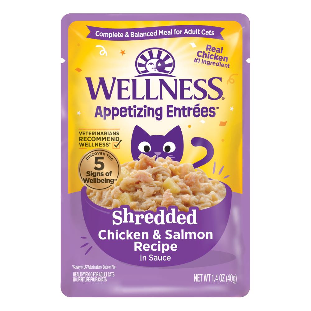 Wellness Appetizing Entrees Shredded Chicken & Salmon Adult Pouch Cat Food 1.4oz