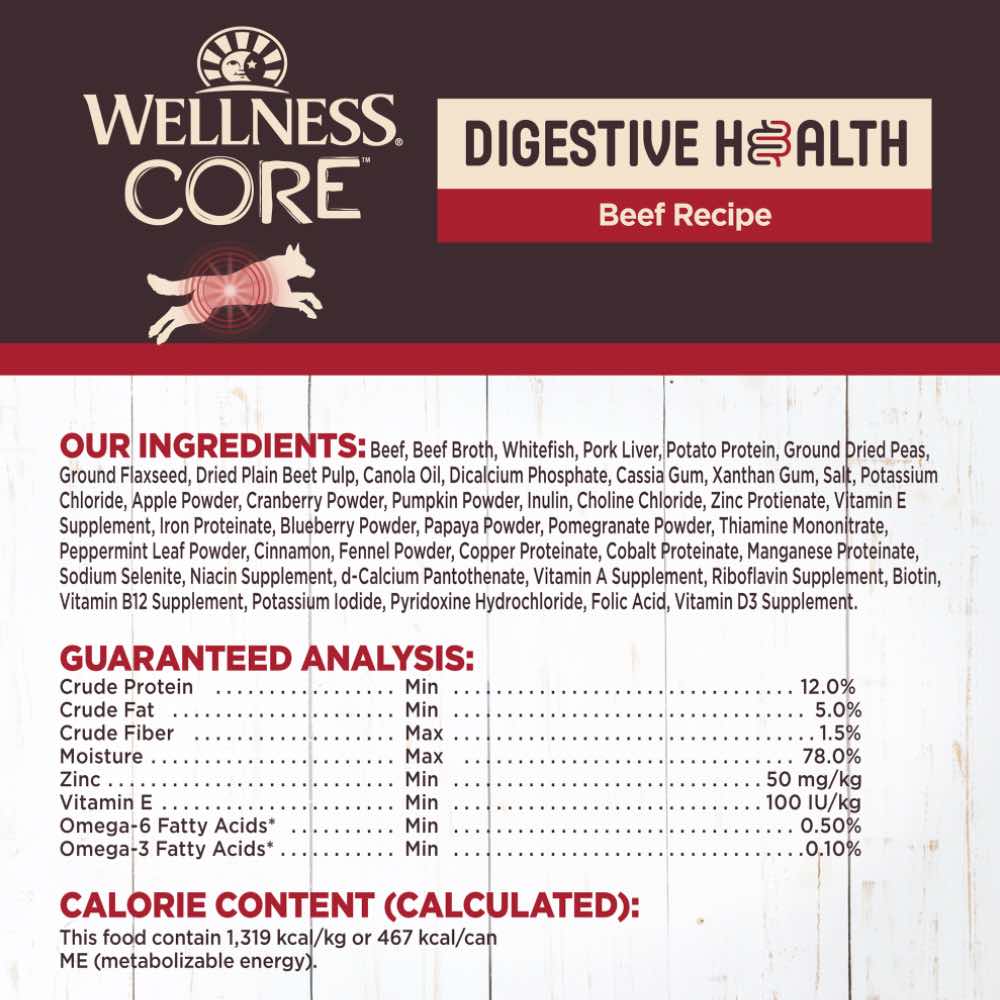 Wellness CORE Digestive Health Beef Grain-Free Canned Dog Food 13oz