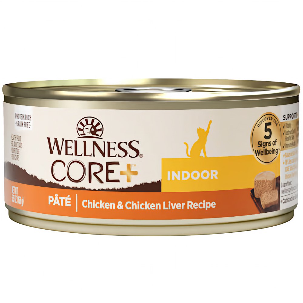 Wellness CORE+ Pate Indoor Chicken & Chicken Liver Grain-Free Canned Cat Food 156g