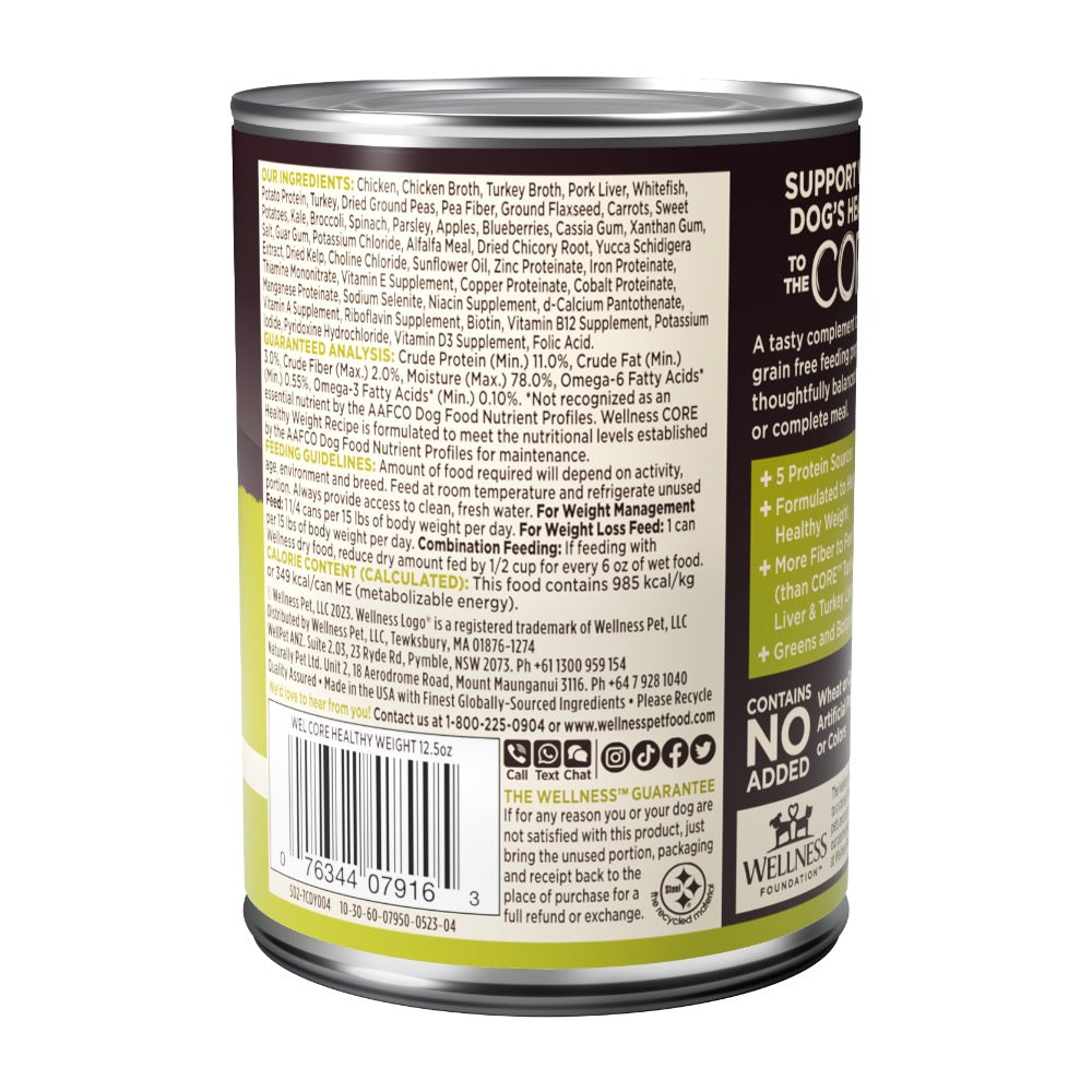 Wellness CORE Grain-Free Healthy Weight Canned Dog Food 354g