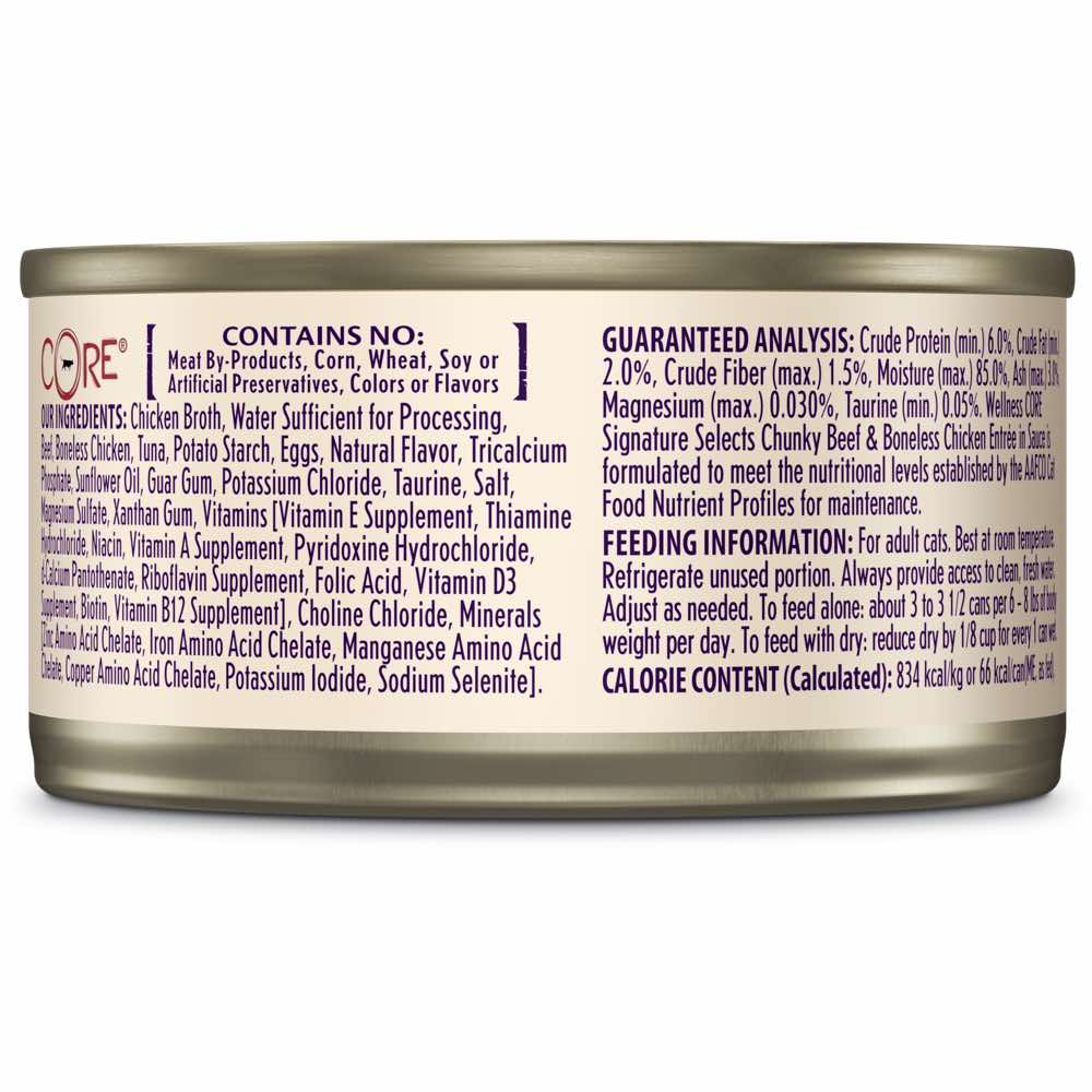 Wellness CORE Signature Selects Chunky Beef & Chicken Grain-Free Canned Cat Food