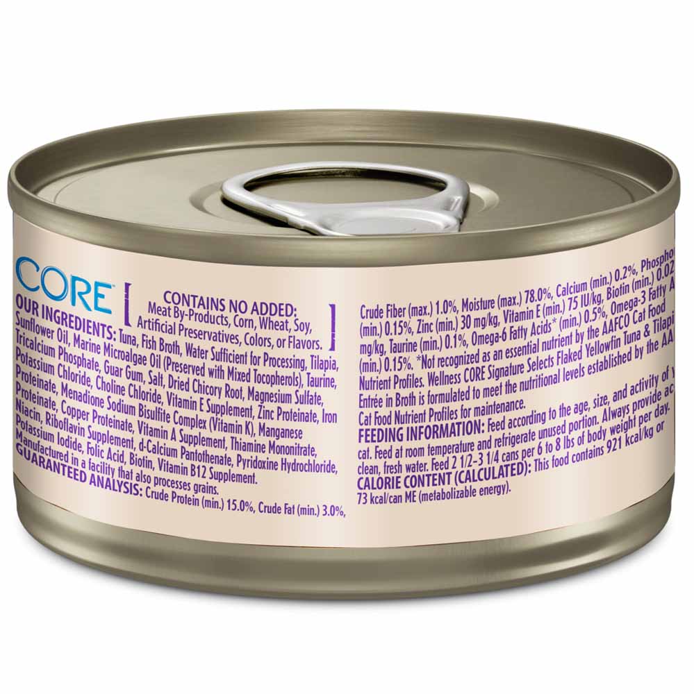 Wellness CORE Signature Selects Flaked Yellowfin Tuna & Tilapia Grain-Free Canned Cat Food 2.8oz