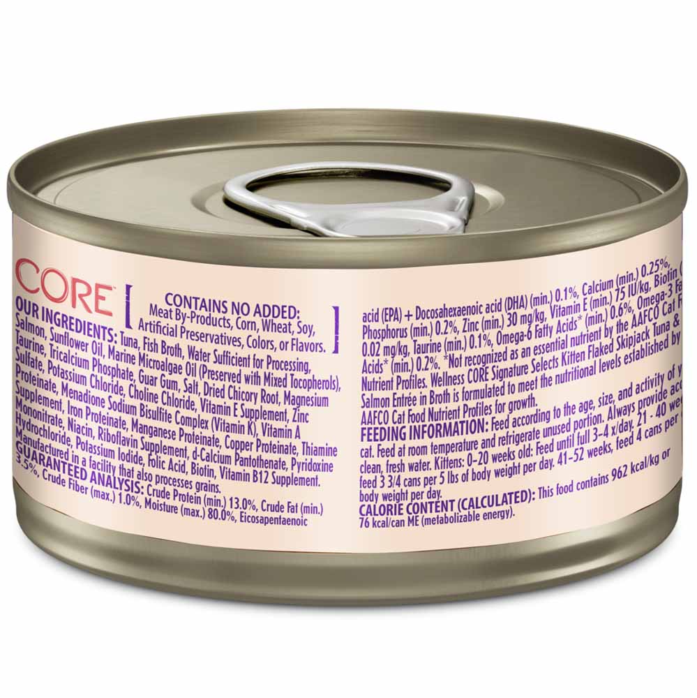 Wellness CORE Signature Selects Flaked Skipjack Tuna & Wild Salmon Kitten Grain-Free Canned Cat Food 2.8oz