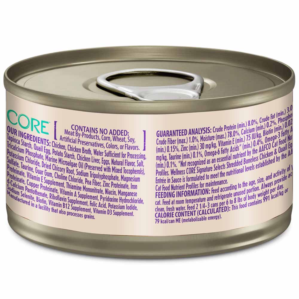 Wellness CORE Signature Selects Shredded Chicken & Quail Egg Grain-Free Canned Cat Food 2.8oz