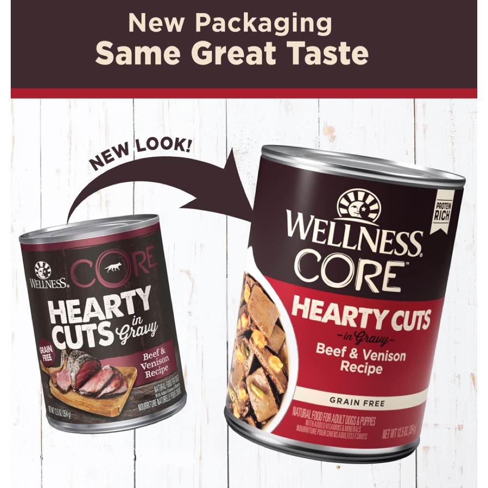 Wellness CORE Hearty Cuts In Gravy Beef & Venison Grain-Free Canned Dog Food 354g