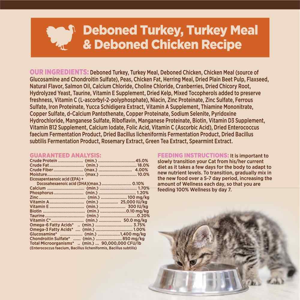 Wellness CORE Kitten Deboned Turkey, Turkey Meal & Deboned Chicken Grain-Free Dry Cat Food 5lb