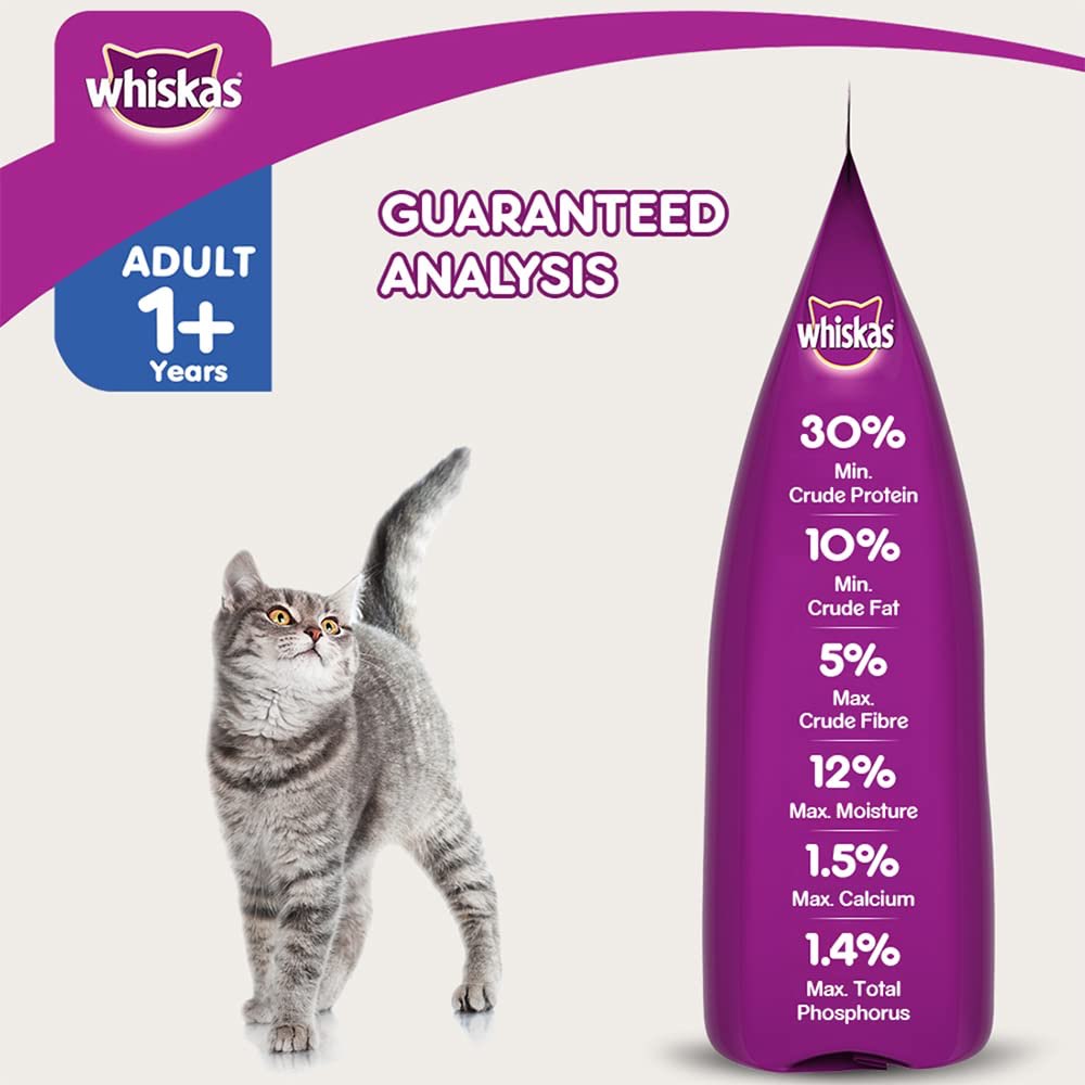'65% OFF (Exp 9Apr25)': Whiskas Skin & Coat Chicken & Salmon Adult Dry Cat Food 1.1kg