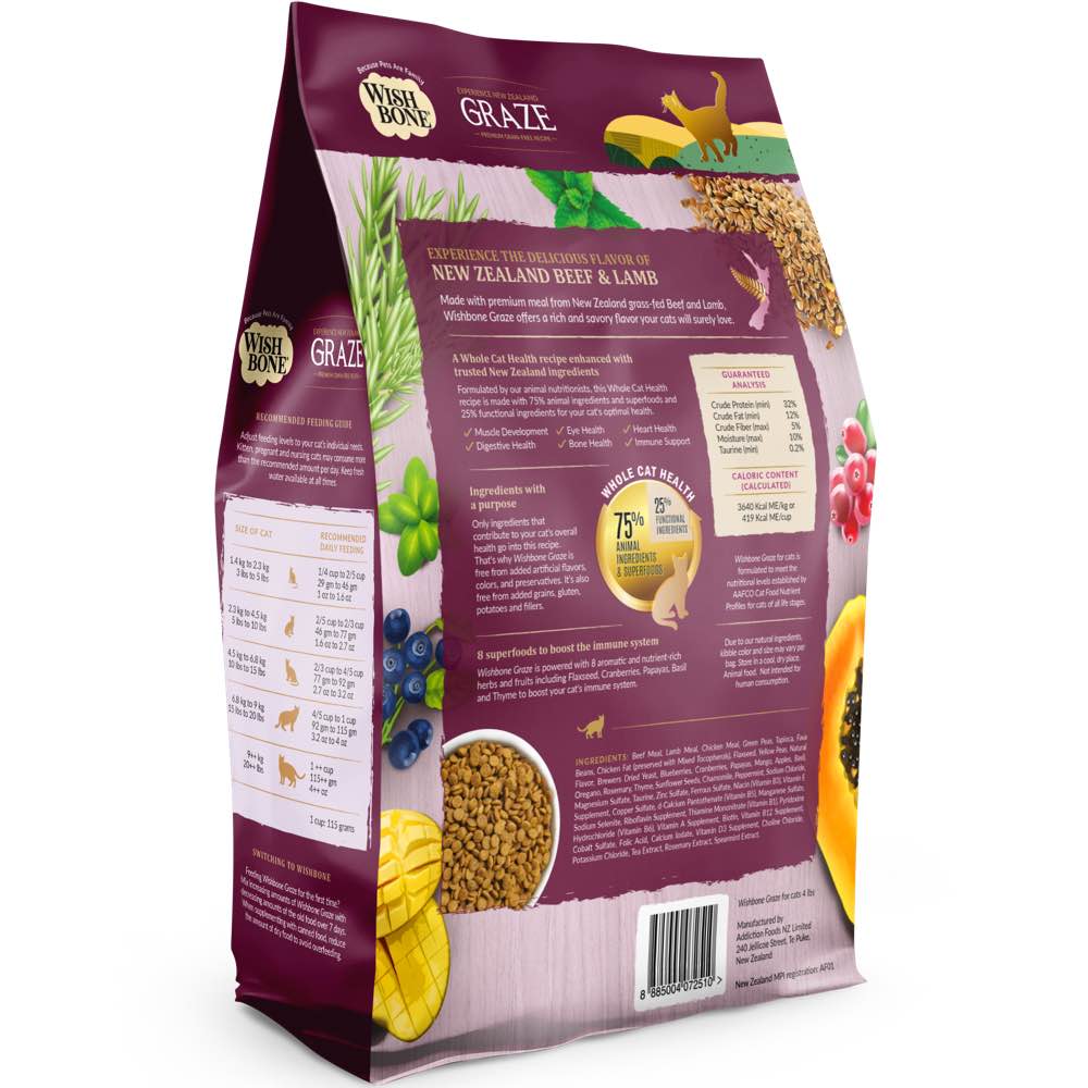 Wishbone Graze Beef, Lamb & Chicken Grain-Free Dry Cat Food 4lb
