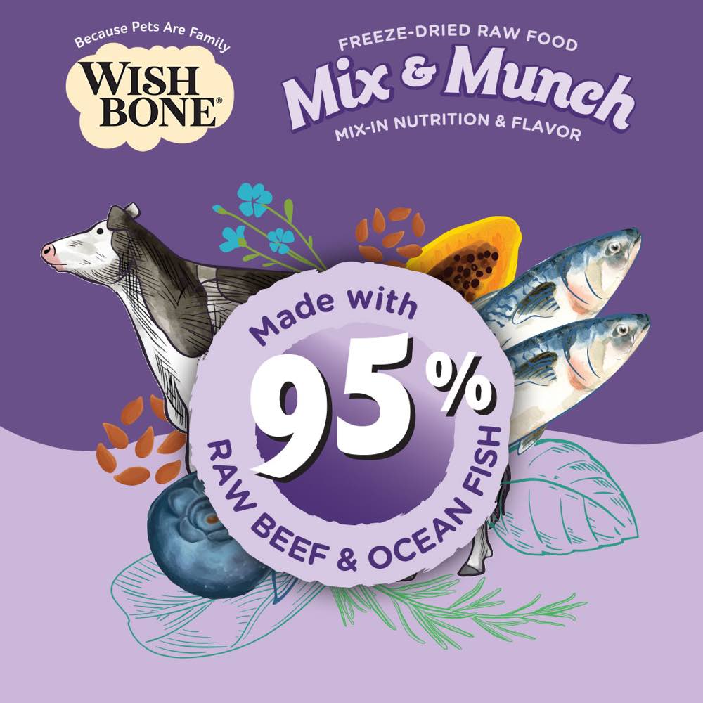 Wishbone Mix & Munch Beef & Ocean Fish Grain-Free Freeze-Dried Raw Food Cat Food Topper 350g
