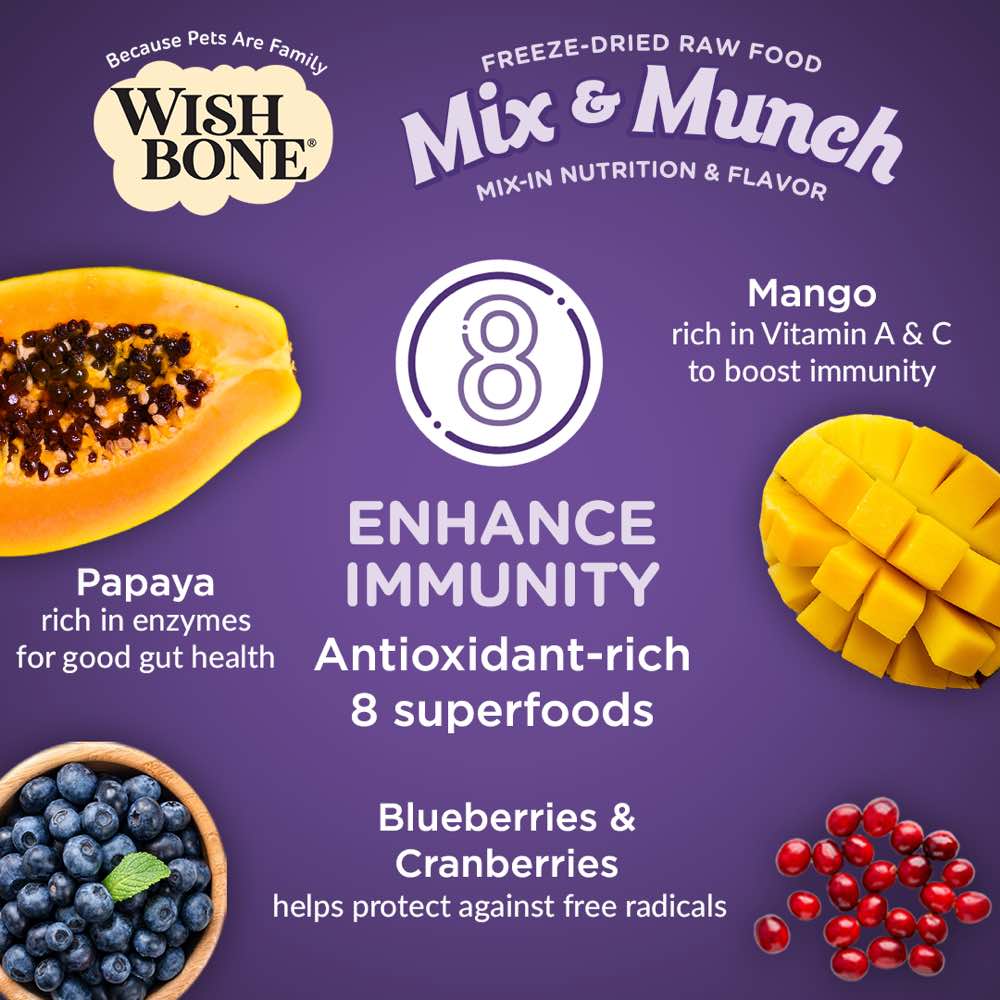 Wishbone Mix & Munch Beef & Ocean Fish Grain-Free Freeze-Dried Raw Food Cat Food Topper 350g