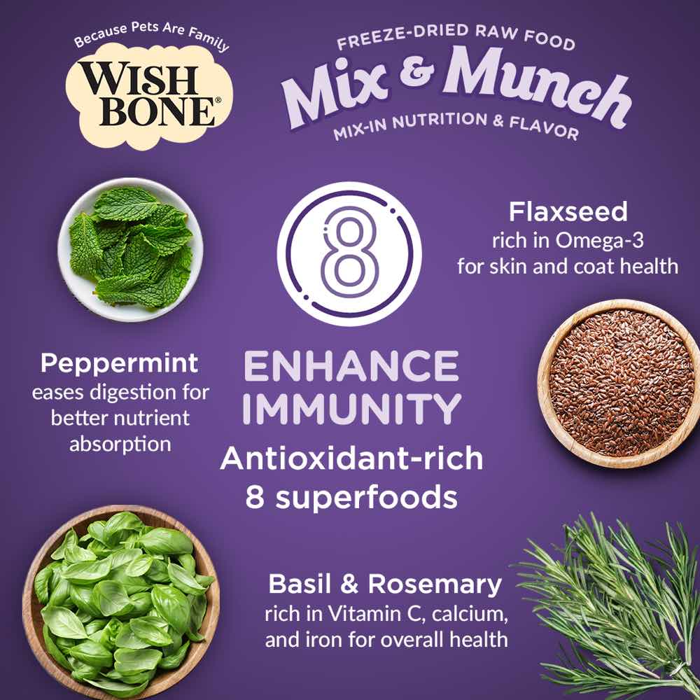 Wishbone Mix & Munch Beef & Ocean Fish Grain-Free Freeze-Dried Raw Food Cat Food Topper 350g