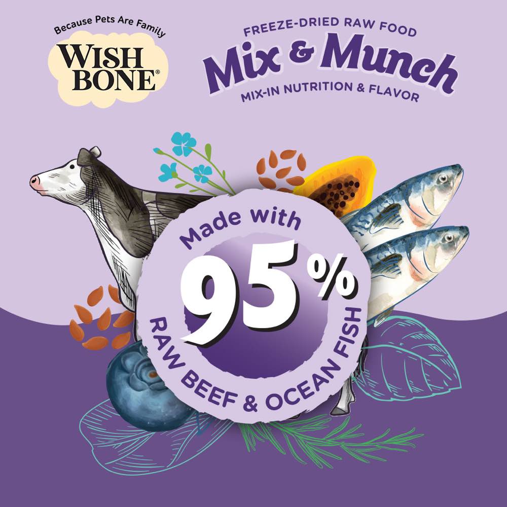 Wishbone Mix & Munch Beef & Ocean Fish Grain-Free Freeze-Dried Raw Food Dog Food Topper 350g