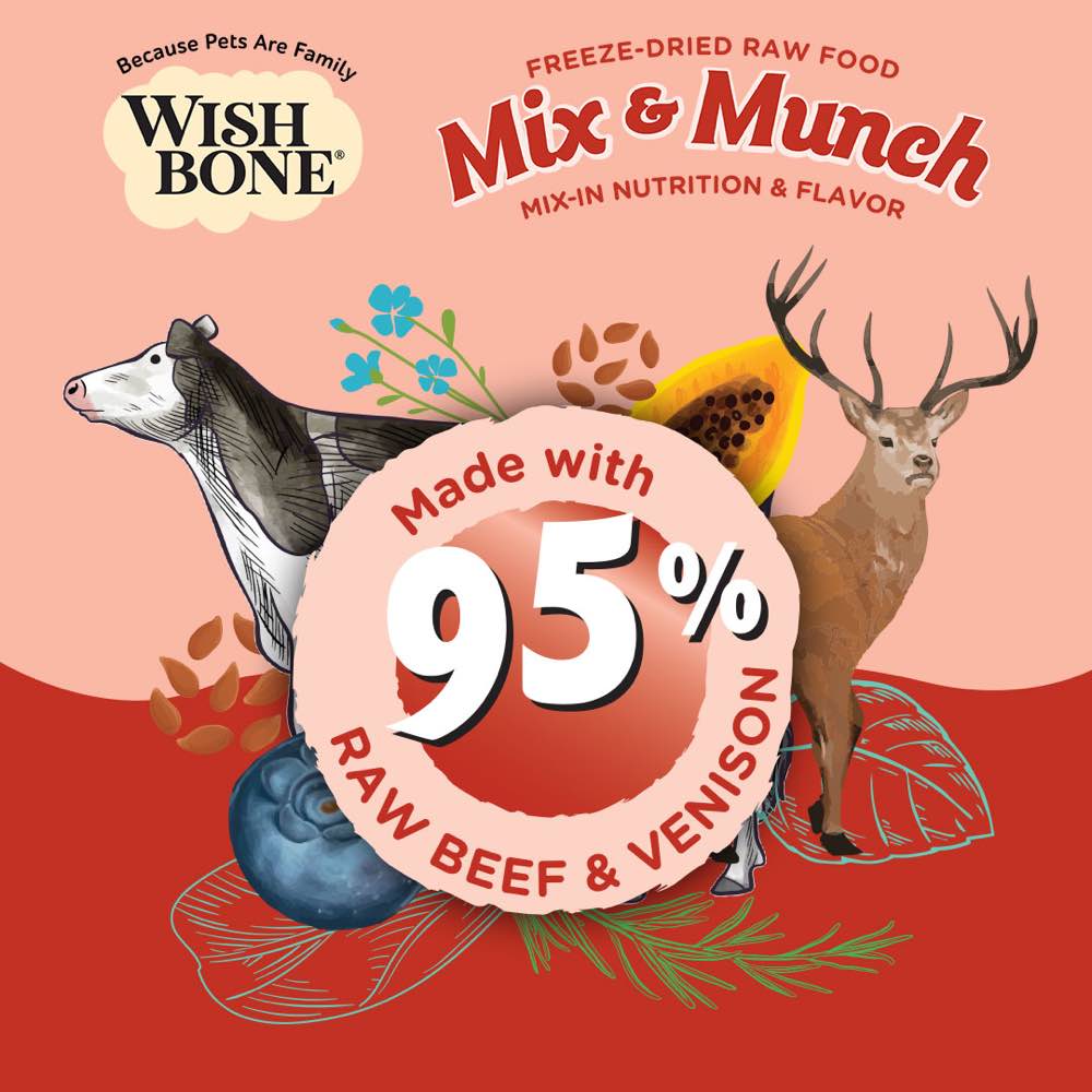 Wishbone Mix & Munch Beef & Venison Grain-Free Freeze-Dried Raw Food Dog Food Topper 350g