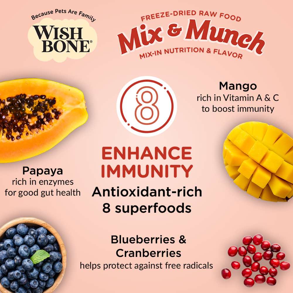 Wishbone Mix & Munch Beef & Venison Grain-Free Freeze-Dried Raw Food Dog Food Topper 350g