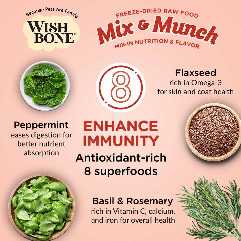 Wishbone Mix & Munch Beef & Venison Grain-Free Freeze-Dried Raw Food Dog Food Topper 350g