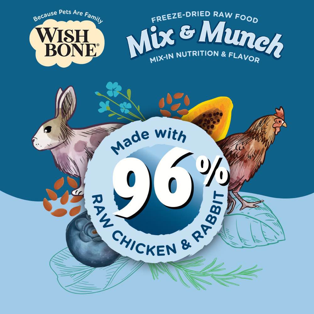 Wishbone Mix & Munch Chicken & Rabbit Grain-Free Freeze-Dried Raw Food Cat Food Topper 350g