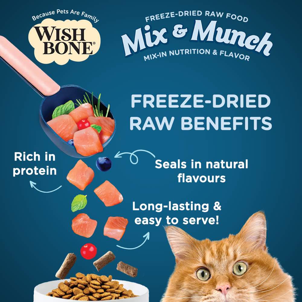 Wishbone Mix & Munch Chicken & Rabbit Grain-Free Freeze-Dried Raw Food Cat Food Topper 350g