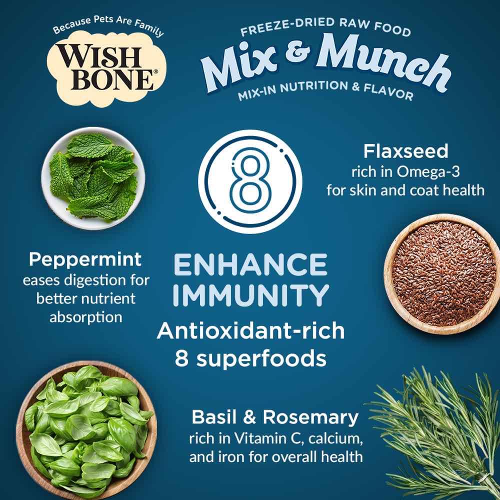 Wishbone Mix & Munch Chicken & Rabbit Grain-Free Freeze-Dried Raw Food Cat Food Topper 350g