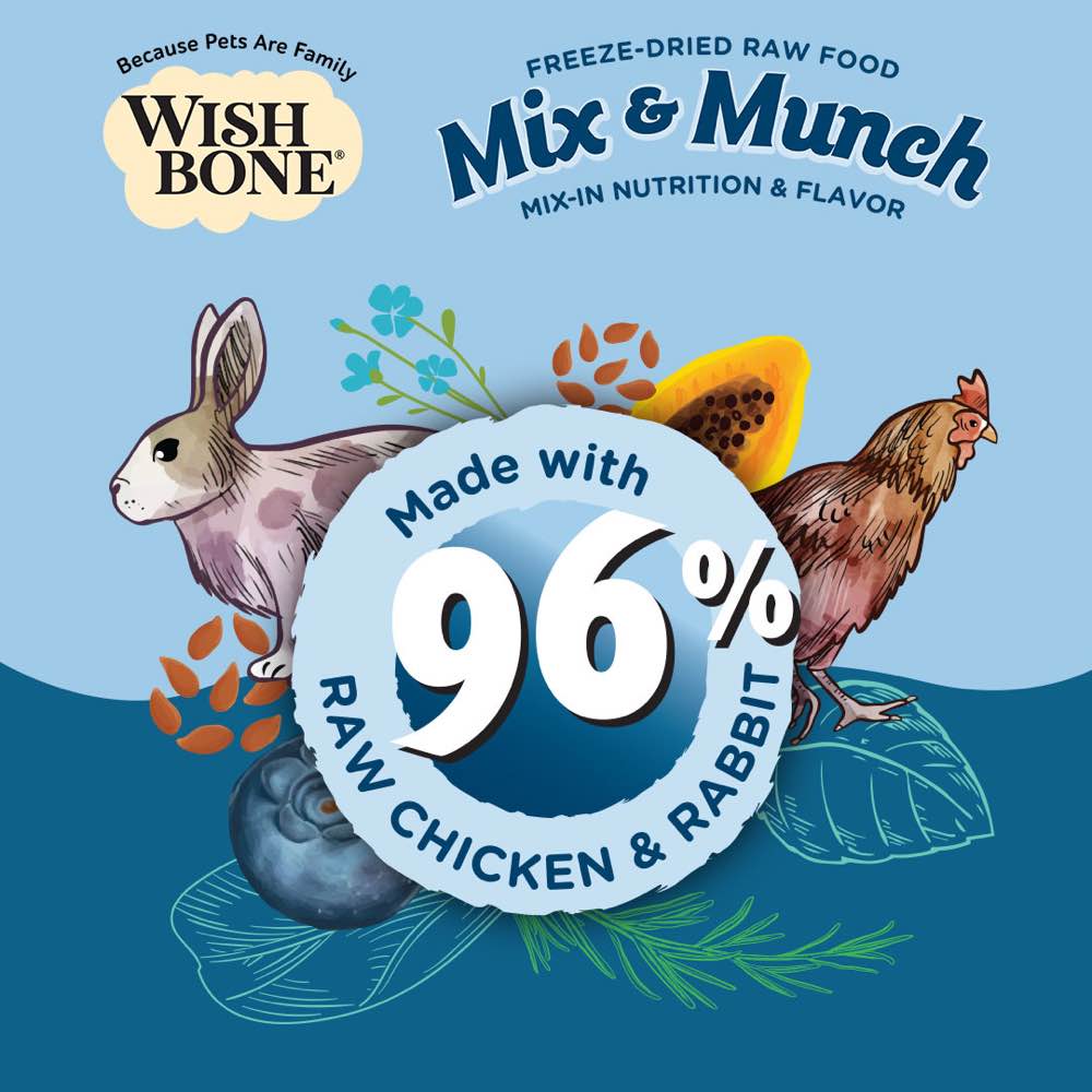 Wishbone Mix & Munch Chicken & Rabbit Grain-Free Freeze-Dried Raw Food Dog Food Topper 350g